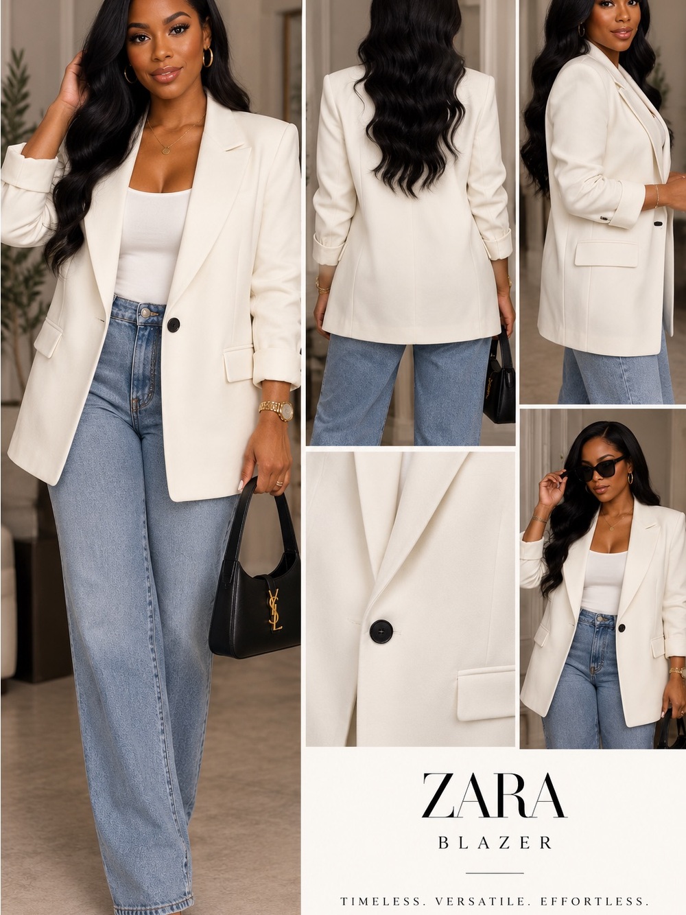 ZARA Women's Cream Single-Button Blazer🎂